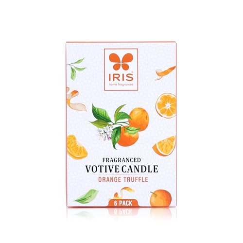 IRIS Orange Truffle Votive Candles Pack of 6 - Premium Fragrance Candles for Home, Aromatherapy Candle Set for Relaxation, Long-Lasting Burn, Ideal for Gifting, Home Décor & Spa Ambience - Image 3