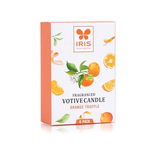 IRIS Orange Truffle Votive Candles Pack of 6 - Premium Fragrance Candles for Home, Aromatherapy Candle Set for Relaxation, Long-Lasting Burn, Ideal for Gifting, Home Décor & Spa Ambience - Image 4