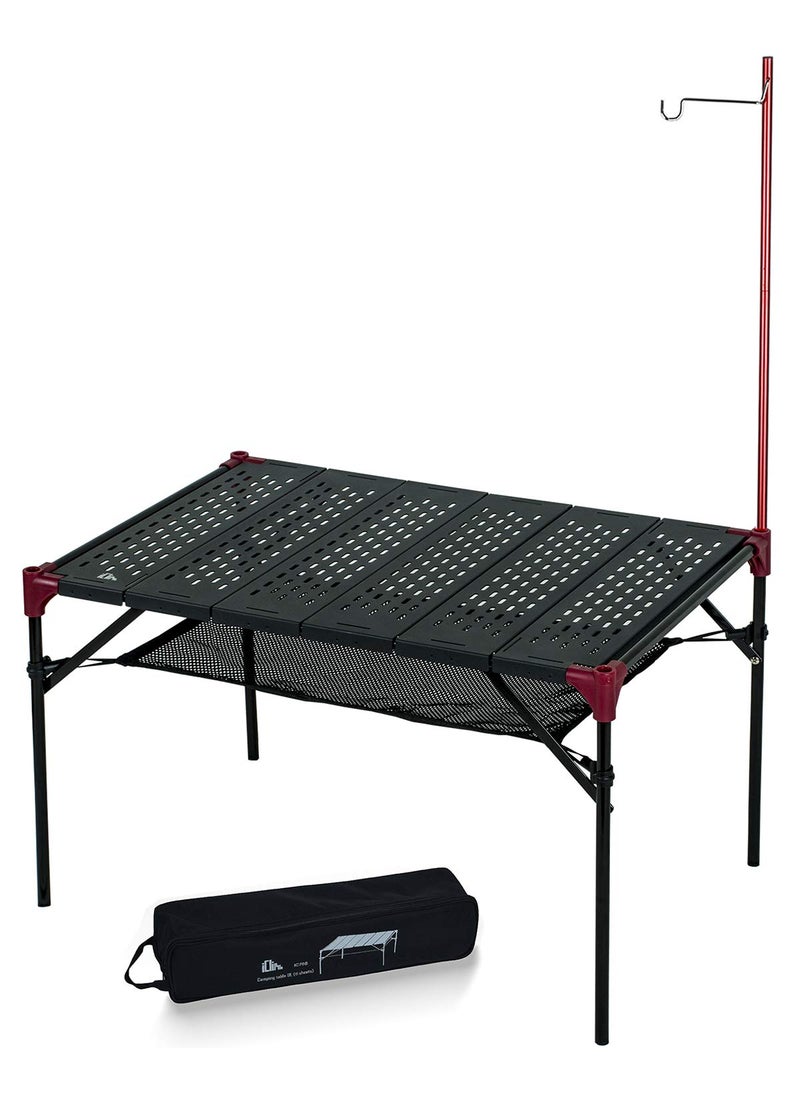 iClimb iClimb Extendable Folding Table Large Tabletop Area Ultralight Compact with Hollow Out Tabletop for Camping Backpacking Beach Concert BBQ Party Three Size Black  XL  Hanger 