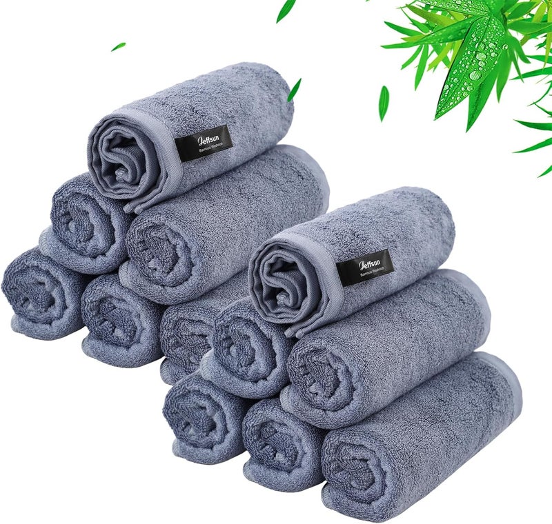 Wash Cloths 12 Pack Reusable Makeup Remover Towel Super Soft and Gentle Face Towel for Sensitive Skin 10x10 inch Small Face Washcloths Easy to Clean Lint Free Slate Blue Facial Cleansing Cloths