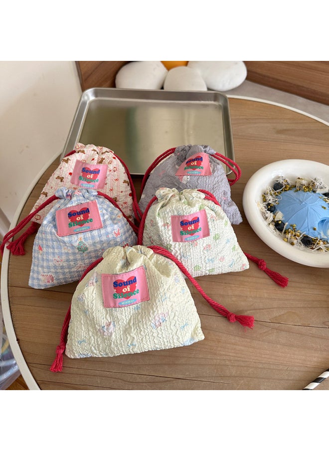 Generic - Cute Cartoon Drawstring Foaming Storage Bag Portable Fashion Outgoing Sundries Makeup Bag-Color:For Apple Bow Drawstring Bag - Image 1