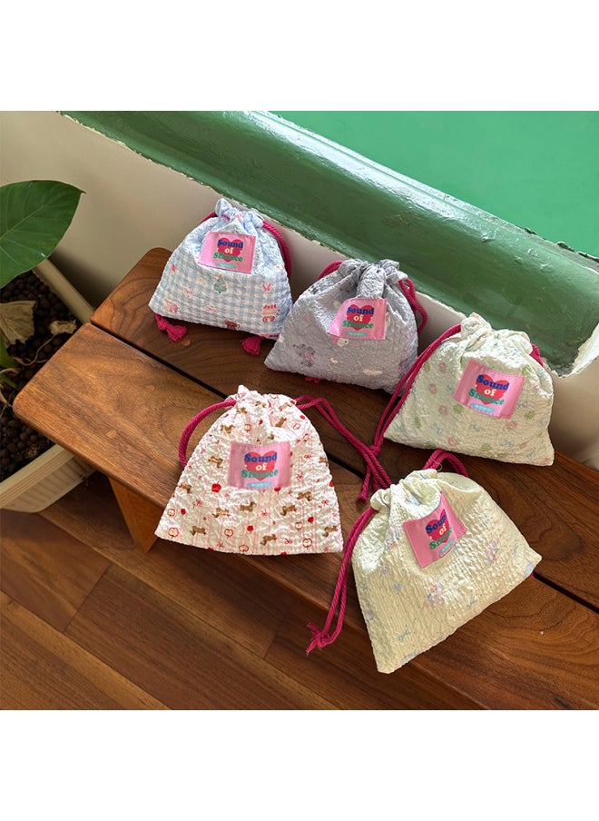 Generic - Cute Cartoon Drawstring Foaming Storage Bag Portable Fashion Outgoing Sundries Makeup Bag-Color:For Apple Bow Drawstring Bag - Image 1