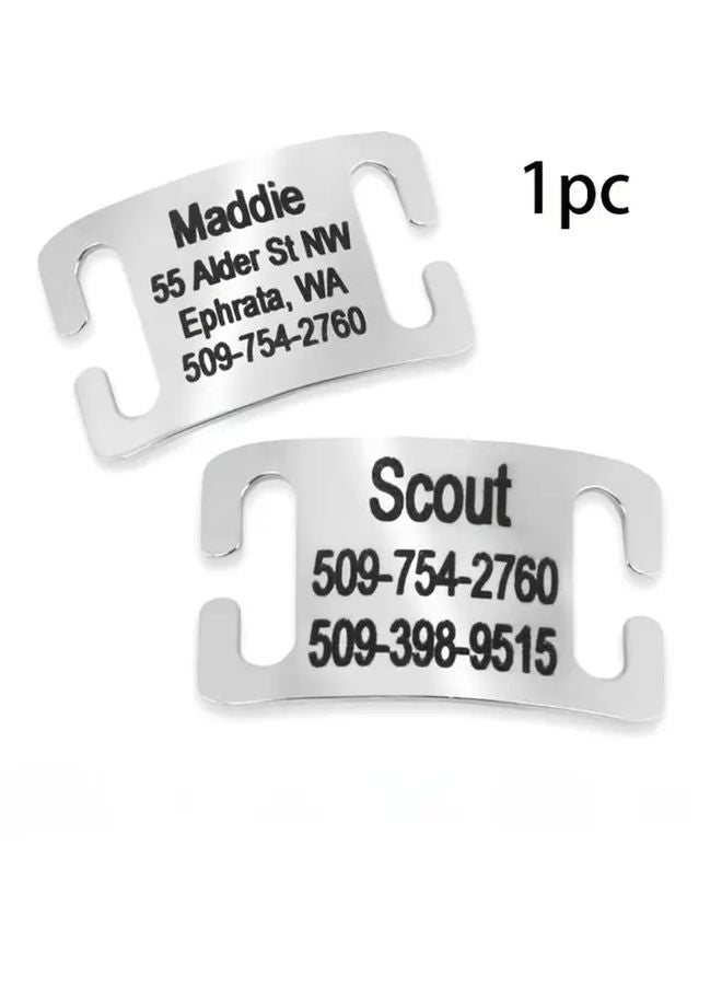 علامة تعريف حيوان أليف منزلقة صامتة مخصصة بلون فولاذي، لوحة اسم كلب مخصصة هدية 1 قطعة - Image 1