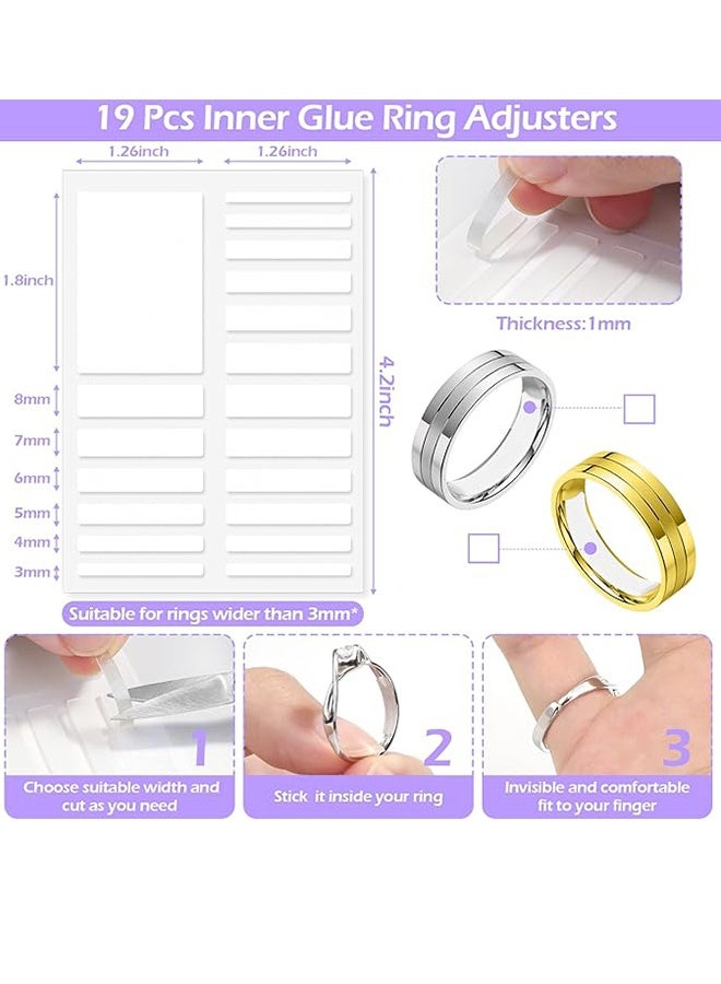 Happy D 31 Pcs Ring Sizer Adjuster for Loose Rings with Ring Size Measuring Tool, Plug-in Invisible Ring Guards Silicone Tightener EVA Foam Ring Size Adjuster Set with Polishing Cloth - Image 2