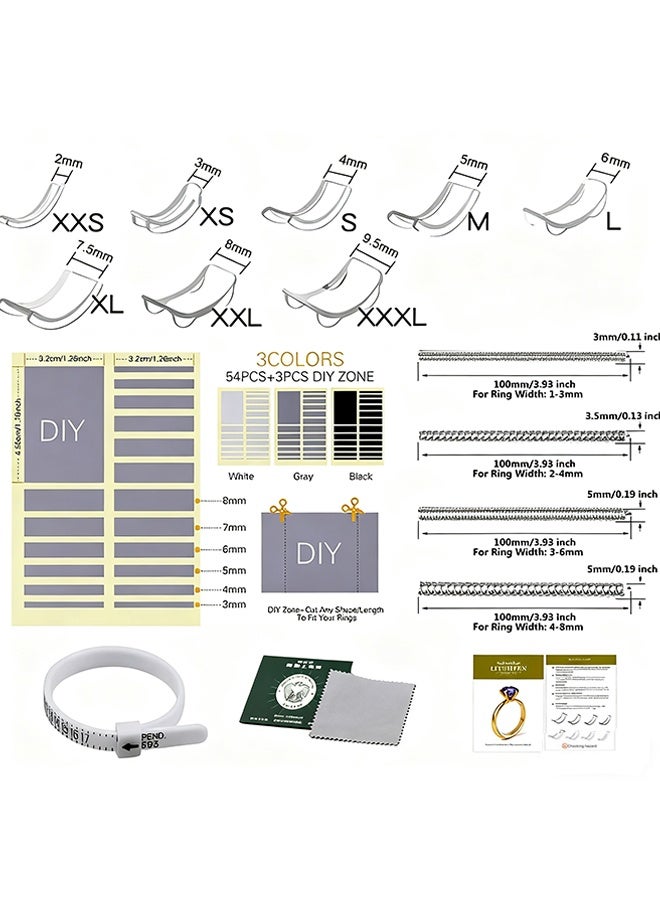 Happy D 31 Pcs Ring Sizer Adjuster for Loose Rings with Ring Size Measuring Tool, Plug-in Invisible Ring Guards Silicone Tightener EVA Foam Ring Size Adjuster Set with Polishing Cloth - Image 1