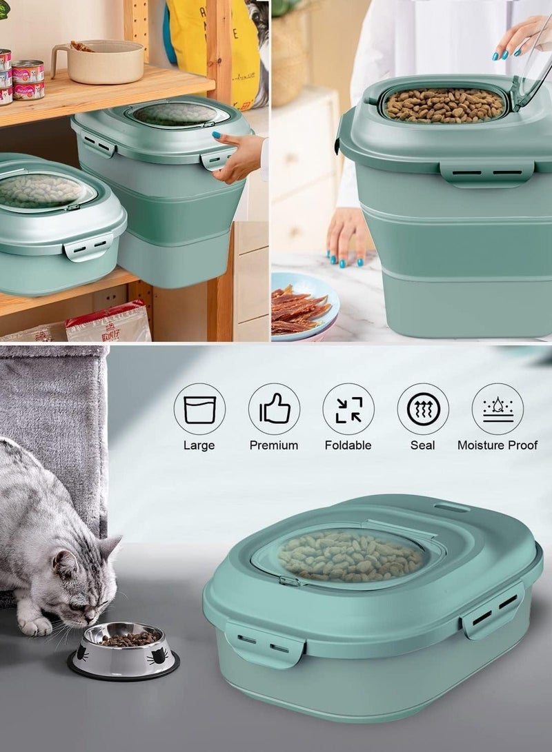 Collapsible Food Storage Container, Rice Storage Box, Large Capacity Food Container with Transparent Lid, Airtight Flour Storage Bins, food storage for Kitchen, Dog Cat Pet Food Deposit 30 Lbs - Image 3