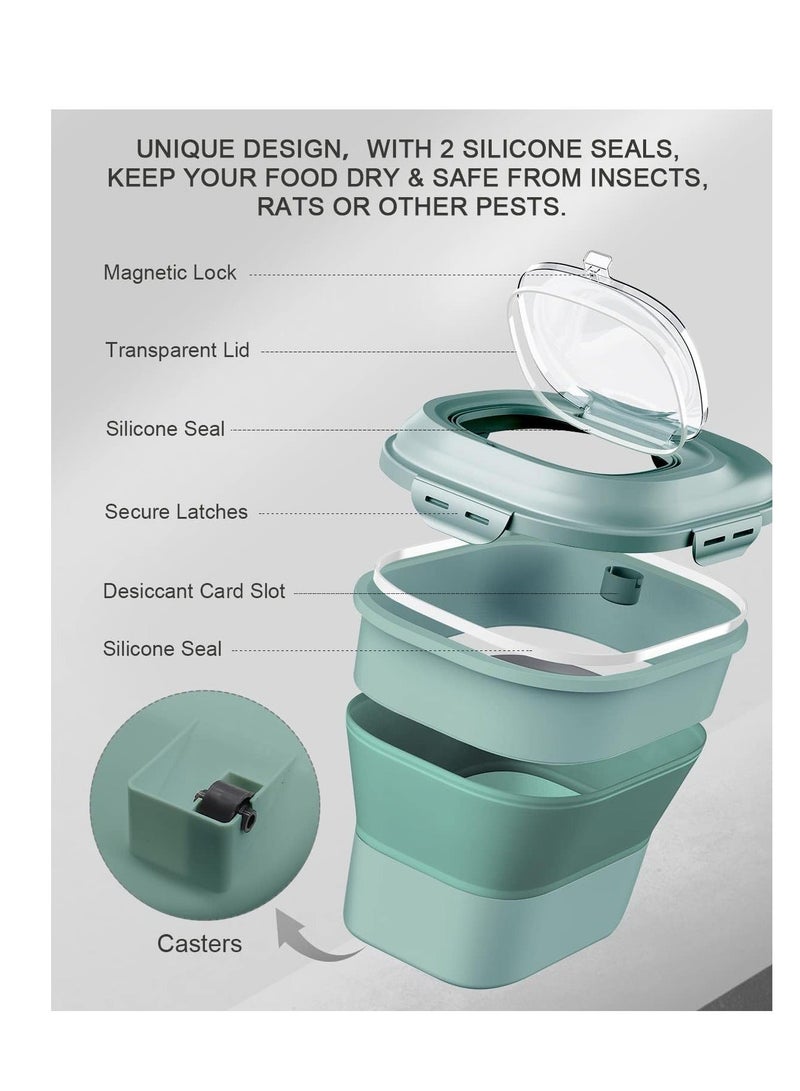 Collapsible Food Storage Container, Rice Storage Box, Large Capacity Food Container with Transparent Lid, Airtight Flour Storage Bins, food storage for Kitchen, Dog Cat Pet Food Deposit 30 Lbs - Image 2