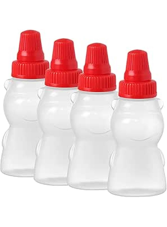 Bear Shaped Condiment Squeeze Bottles 4 Pack Food Grade Sauce Dispensers Random Color Caps - Image 1