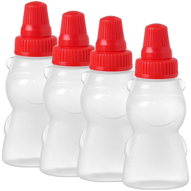 Bear Shaped Condiment Squeeze Bottles 4 Pack Food Grade Sauce Dispensers Random Color Caps - Image 2