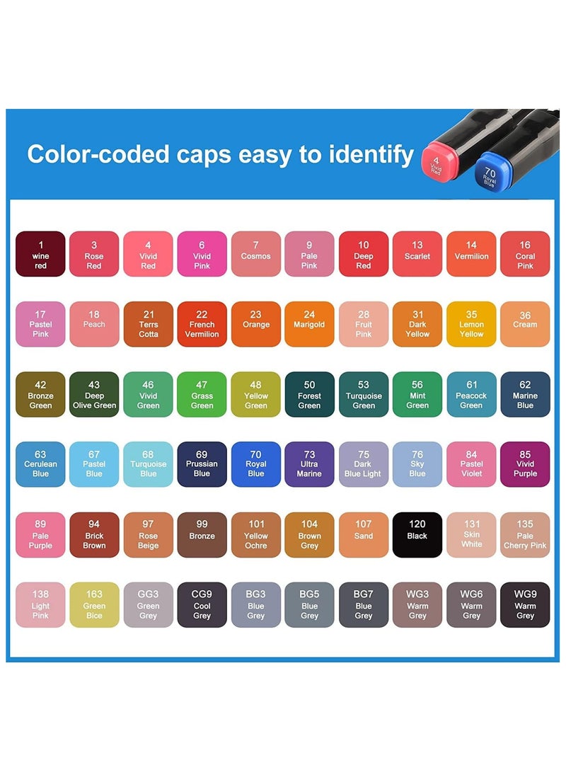 سويفت مجموعة أقلام تحديد فنية دائمة من Swift، مجموعة أقلام رسم فنية من جيلانتي 60 لونًا، قلم رسم مزدوج الرأس للتصميم والرسم والكتابة على الجدران وتلوين البالغين... - Image 5