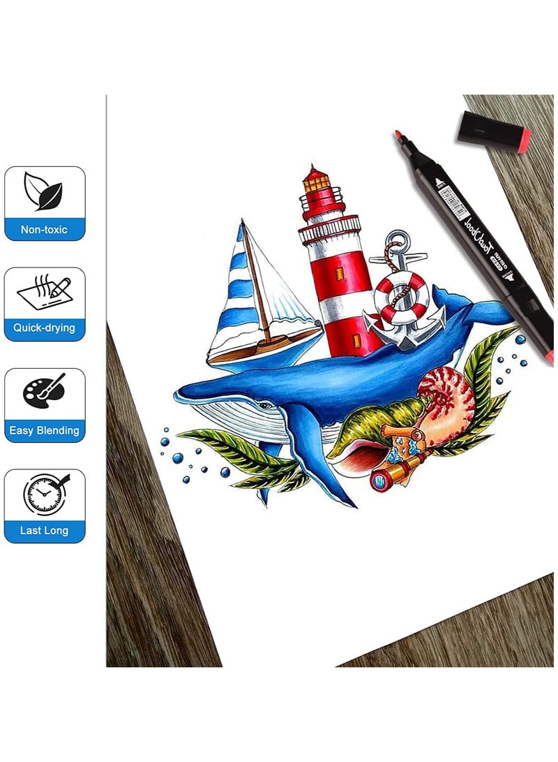 سويفت مجموعة أقلام تحديد فنية دائمة من Swift، مجموعة أقلام رسم فنية من جيلانتي 60 لونًا، قلم رسم مزدوج الرأس للتصميم والرسم والكتابة على الجدران وتلوين البالغين... - Image 2