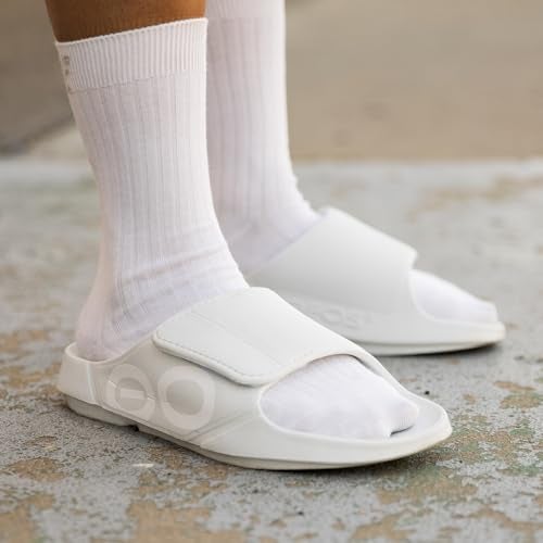 OOFOS OOahh Sport Flex Recovery Sandal, White - Women’s Size 10, Men’s Size 8 - Image 5