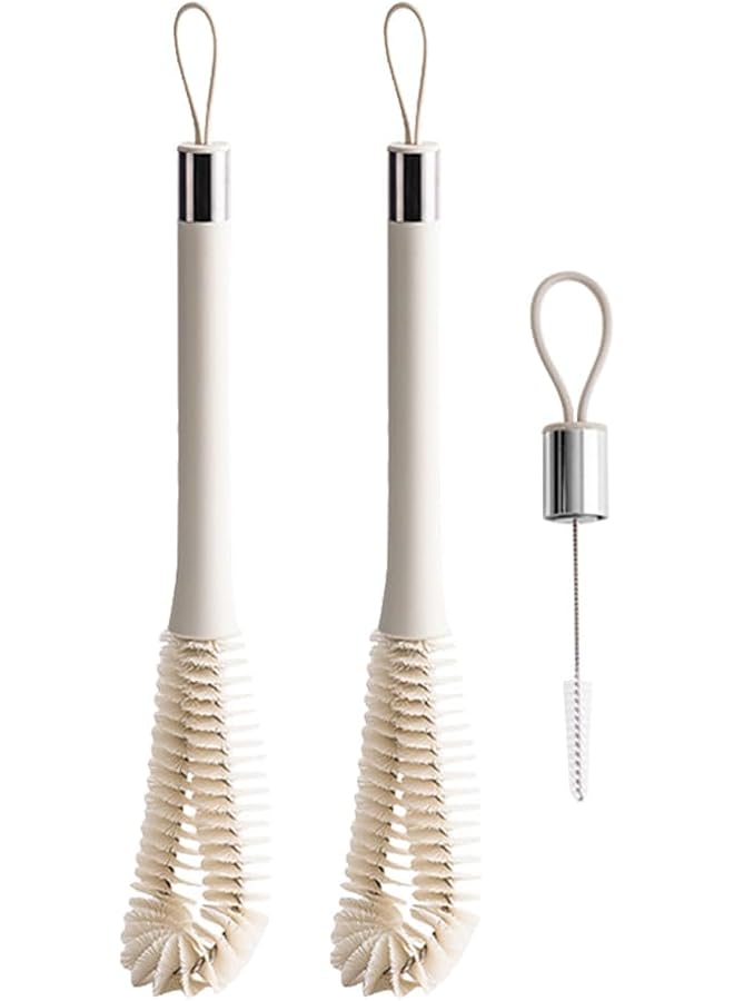 promass 2 PCS Long Handle Bottle Brush Set - Multifunctional Kitchen Cleaning Brushes for Cups, Mugs, Bottles, and Pitchers, Removable Sponge Brush, 360° Rotating Bristle Brush for Deep Cleaning - Image 1