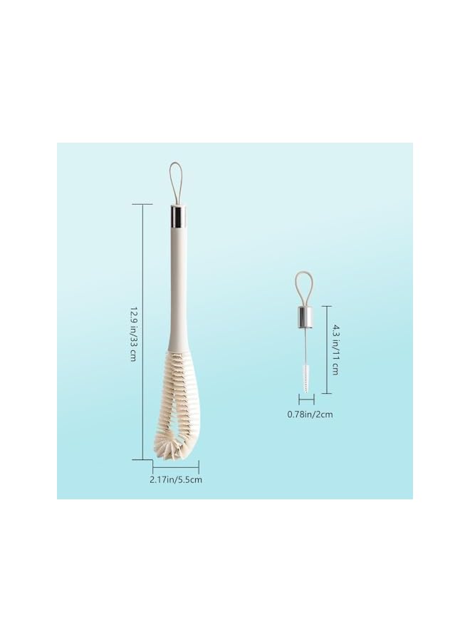 promass 2 PCS Long Handle Bottle Brush Set - Multifunctional Kitchen Cleaning Brushes for Cups, Mugs, Bottles, and Pitchers, Removable Sponge Brush, 360° Rotating Bristle Brush for Deep Cleaning - Image 2