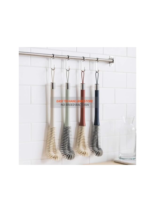 promass 2 PCS Long Handle Bottle Brush Set - Multifunctional Kitchen Cleaning Brushes for Cups, Mugs, Bottles, and Pitchers, Removable Sponge Brush, 360° Rotating Bristle Brush for Deep Cleaning - Image 4