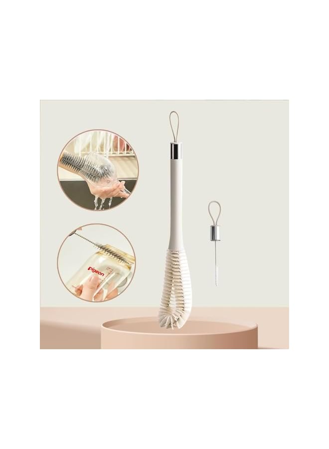promass 2 PCS Long Handle Bottle Brush Set - Multifunctional Kitchen Cleaning Brushes for Cups, Mugs, Bottles, and Pitchers, Removable Sponge Brush, 360° Rotating Bristle Brush for Deep Cleaning - Image 3