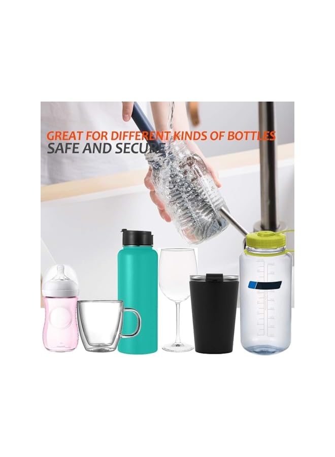 promass 2 PCS Long Handle Bottle Brush Set - Multifunctional Kitchen Cleaning Brushes for Cups, Mugs, Bottles, and Pitchers, Removable Sponge Brush, 360° Rotating Bristle Brush for Deep Cleaning - Image 5