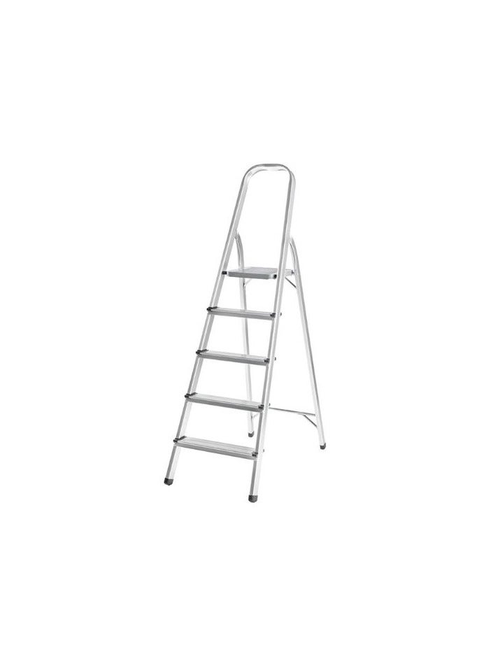 ROBUSTLINE Robustline Steel Ladder 5 Steps Foldable Step Ladder with Handgrip and Non-Slip Treads, 150 kgs Weight Capacity- White 