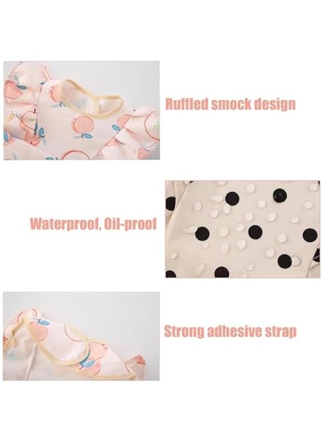 ميكسد مريلة اطفال خفيفة الوزن للغاية من قطعتين قابلة للتعديل والغسل وناعمة ومقاومة للماء مع جيب لالتقاط الطعام، مريلة للاطفال الصغار بعمر 6-36 شهر - Image 4