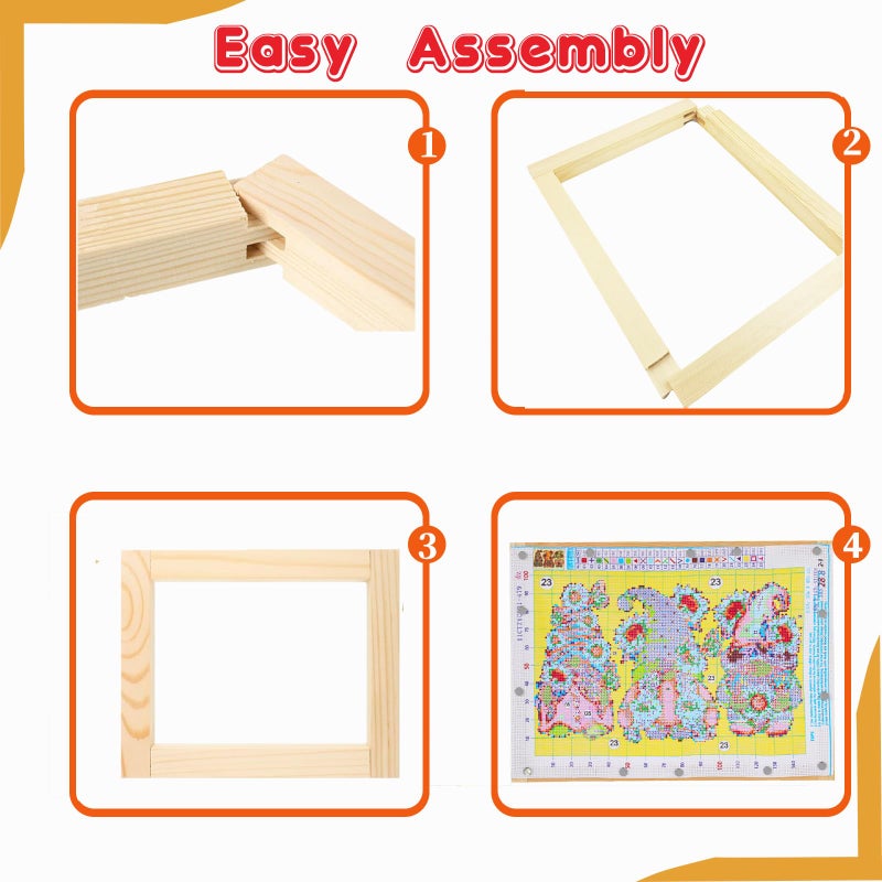 Yeeyeah 16 Pcs 8 Sets Stretcher Bars for Needlework 6 Sizes Wooden Canvas Stretcher Bars with 40 Thumb Tacks and Tacks Remover for Needlepoint Embroidery Stitch Frame Set Bundle with Crafts - Image 3