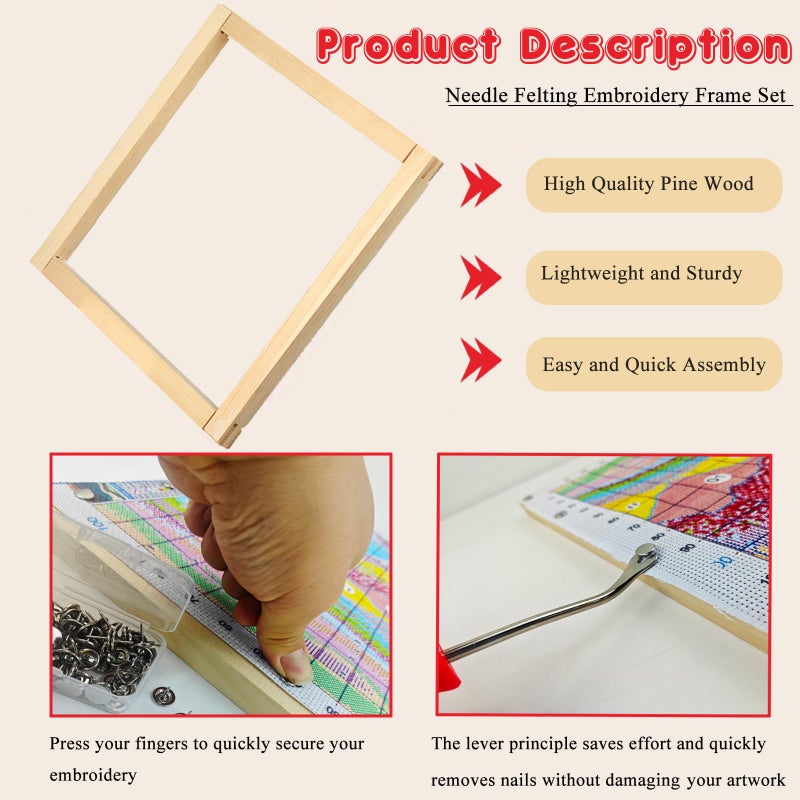 Yeeyeah 16 Pcs 8 Sets Stretcher Bars for Needlework 6 Sizes Wooden Canvas Stretcher Bars with 40 Thumb Tacks and Tacks Remover for Needlepoint Embroidery Stitch Frame Set Bundle with Crafts - Image 5