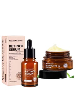Vibrant Glamour Retinol Face Serum Anti Aging Moisturizing Fade Fine Lines Deep Care 30ml Together Anti Aging Retinol Eye Cream - 20g  - Image 1