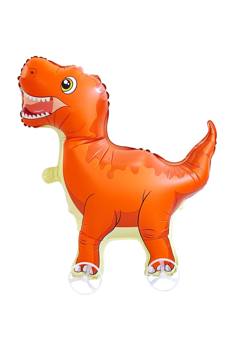 Dinosaur Shaped Animal with Wheels Aluminum Foil Fun Pet Balloon, Walking Self Standing Large Dinosaur Animal Balloon for Kids Baby Shower Jungle Safari Theme Party Decoration Supplies (Red) - Image 1