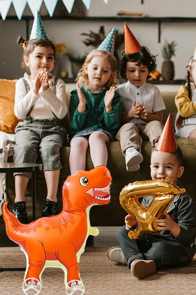 Dinosaur Shaped Animal with Wheels Aluminum Foil Fun Pet Balloon, Walking Self Standing Large Dinosaur Animal Balloon for Kids Baby Shower Jungle Safari Theme Party Decoration Supplies (Red) - Image 3
