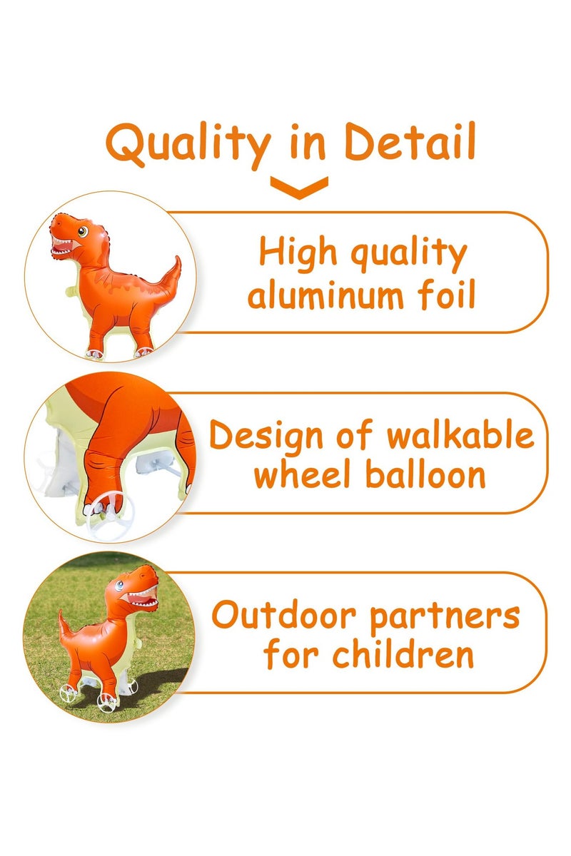 Dinosaur Shaped Animal with Wheels Aluminum Foil Fun Pet Balloon, Walking Self Standing Large Dinosaur Animal Balloon for Kids Baby Shower Jungle Safari Theme Party Decoration Supplies (Red) - Image 4