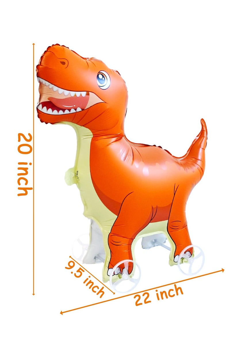 Dinosaur Shaped Animal with Wheels Aluminum Foil Fun Pet Balloon, Walking Self Standing Large Dinosaur Animal Balloon for Kids Baby Shower Jungle Safari Theme Party Decoration Supplies (Red) - Image 5