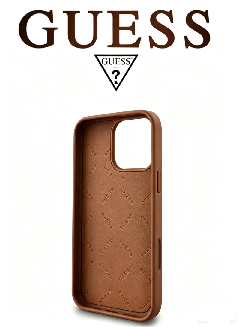 Guess Leather iPhone 16 Pro Case - Brown - Image 5