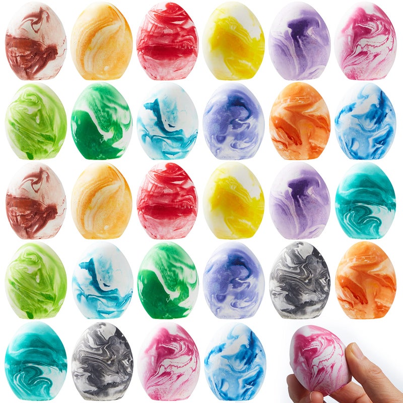 JOYIN 28 Pcs Easter Sidewalk Chalk Eggs Set Easter Eggs Chalks Gifts for Boys Girls Kids Toddlers Basket Stuffers Fillers Party FavorsMarble Color - Image 2