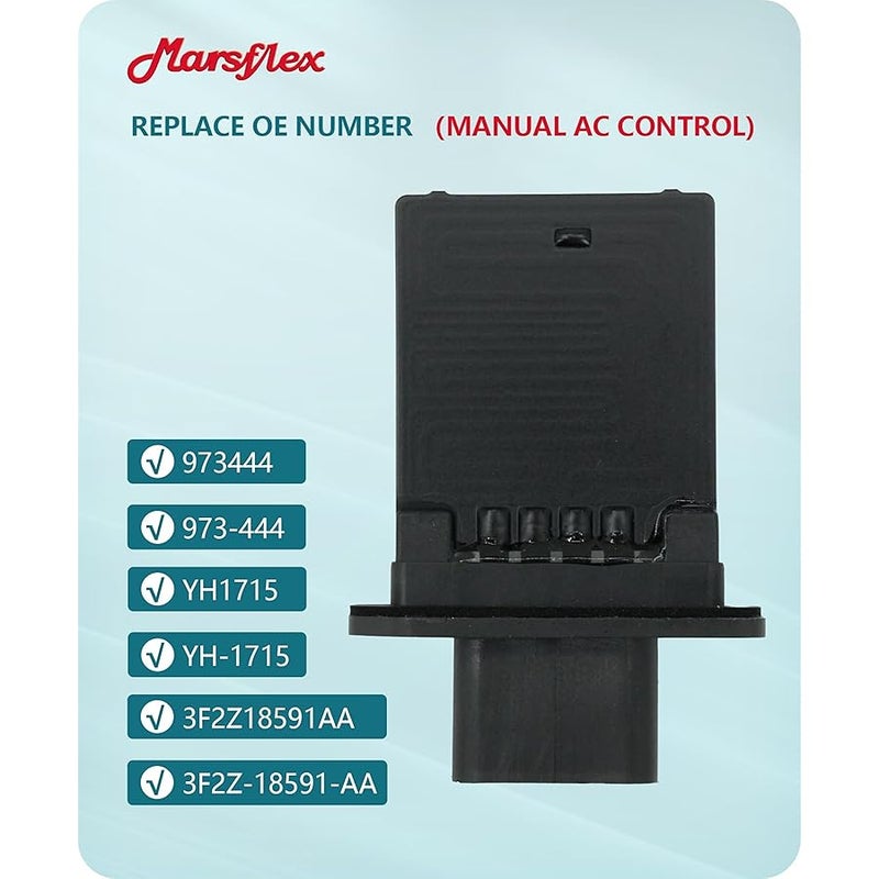 Marsflex مارسفليكس مقاوم محرك منفاخ 973-444 2008 2009 2010 2011 2012 لفورد F150 اكسبيديشن فيستا فري ستايل موستانج، لينكولن وميركوري، مقاوم منفاخ 3F2Z18591AA YH1715 للتحكم اليدوي في التيار المتردد - Image 3