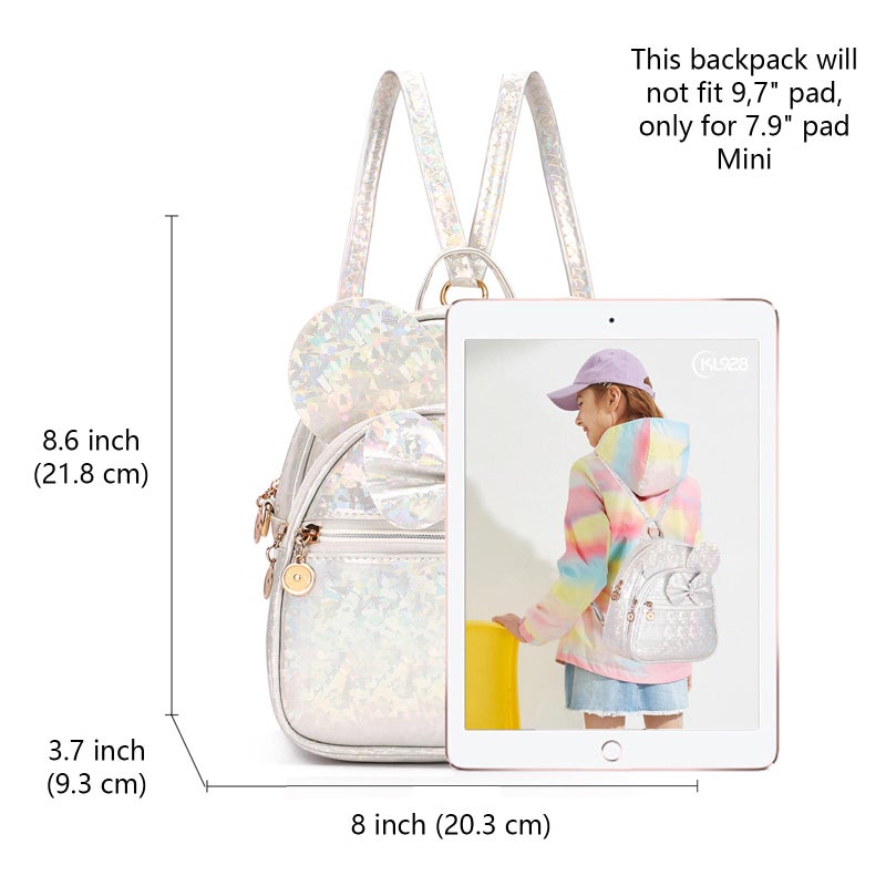 KL928 Girls Bowknot Polka Dot Cute Mini Backpack Small Daypacks Convertible Shoulder Bag Purse for Women (Shiny White) - Image 2