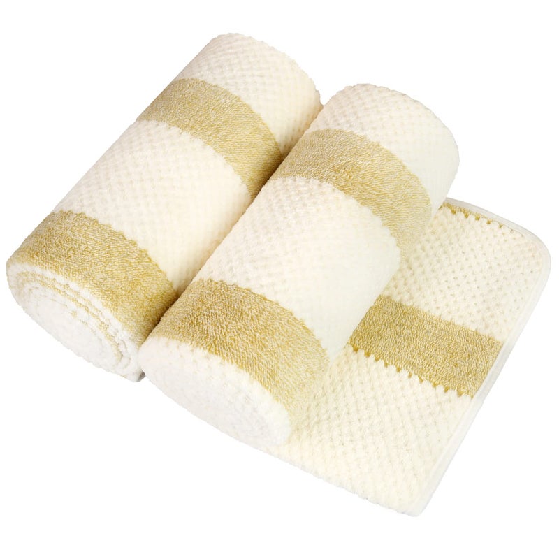 جي ام ال مناشف حمام الألياف الدقيقة JML من منشفة حمام 2 حزمة (30 "" × 60 "") ناعمة كبيرة فائقة الاستخدام والتجفيف السريع متعددة الأغراض للرياضة اليوغا الشريط بني فاتح - Image 2