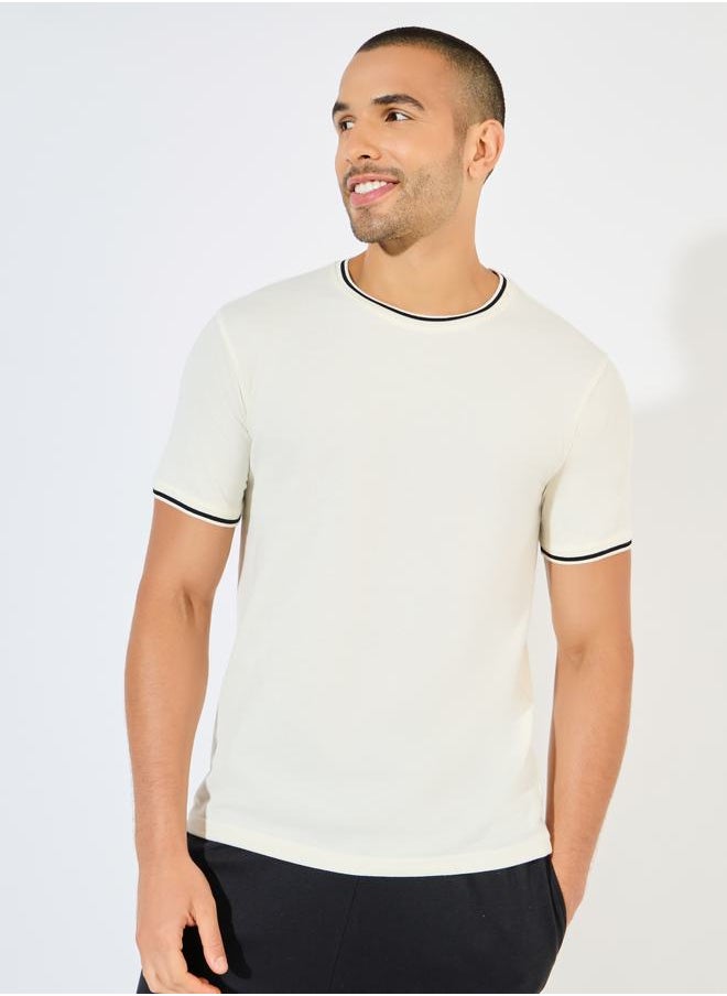 Styli Pique Knit Ringer Regular T-Shirt with Twin Tipping  - Image 1