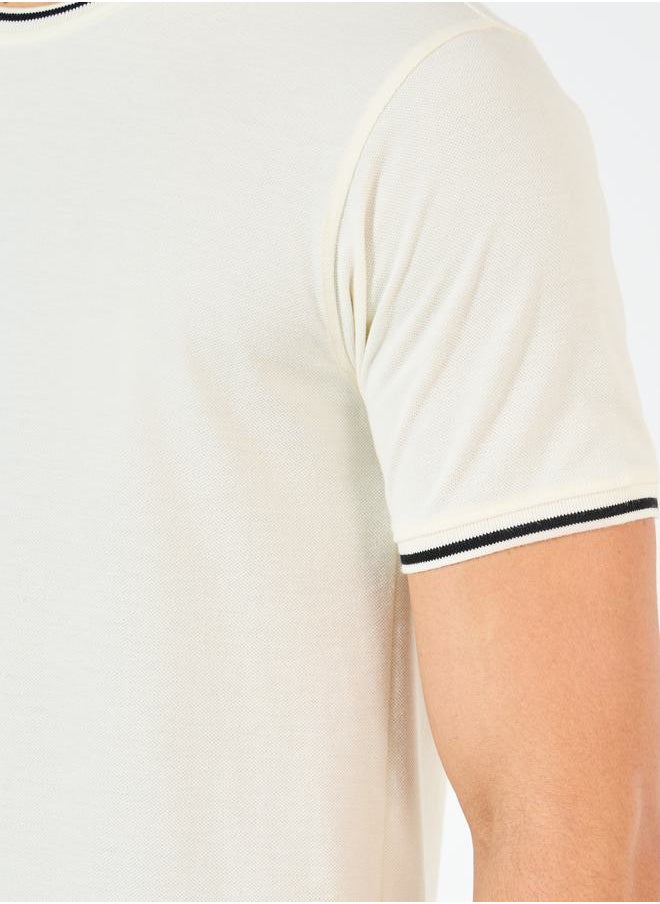 Styli Pique Knit Ringer Regular T-Shirt with Twin Tipping  - Image 3