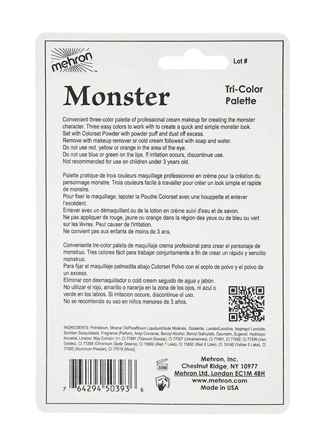 mehron - Makeup Tri-Color Character Makeup Palette | Halloween, Special Effects and Theater Cream Makeup FX Palette | Face Paint Makeup .7 oz (20 g) (Monster) - Image 1
