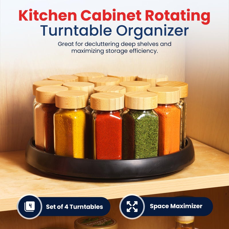 Oizeir 10 Inch Lazy Susan (Set of 4) - Non-Skid Turntable for Cabinet to Maximize Storage and Simplify Accessibility in Kitchen, Bathroom, and Pantry Spaces (Black) - Image 5