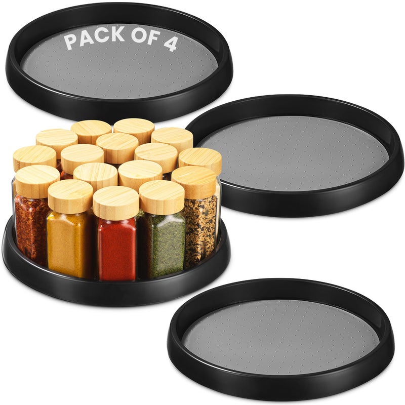 Oizeir 10 Inch Lazy Susan (Set of 4) - Non-Skid Turntable for Cabinet to Maximize Storage and Simplify Accessibility in Kitchen, Bathroom, and Pantry Spaces (Black) - Image 1