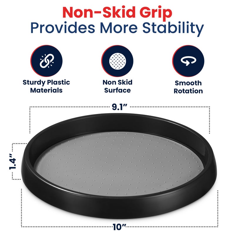 Oizeir 10 Inch Lazy Susan (Set of 4) - Non-Skid Turntable for Cabinet to Maximize Storage and Simplify Accessibility in Kitchen, Bathroom, and Pantry Spaces (Black) - Image 3