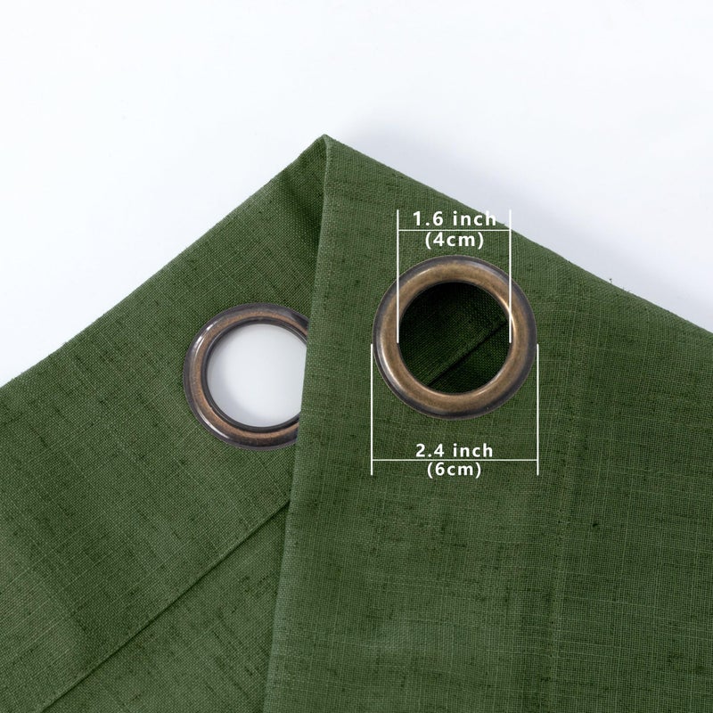 KOUFALL 52x108 Inch Length Bronze Grommet Linen Blend Sheer Curtains for Living Room Olive Green - Image 4
