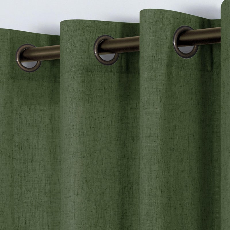 KOUFALL 52x108 Inch Length Bronze Grommet Linen Blend Sheer Curtains for Living Room Olive Green - Image 1