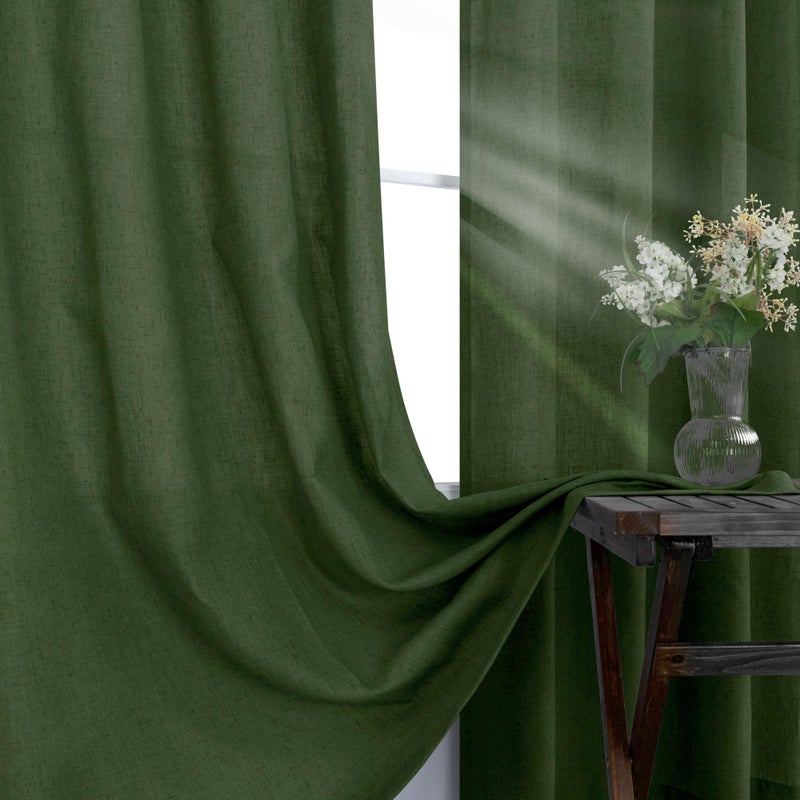 KOUFALL 52x108 Inch Length Bronze Grommet Linen Blend Sheer Curtains for Living Room Olive Green - Image 5