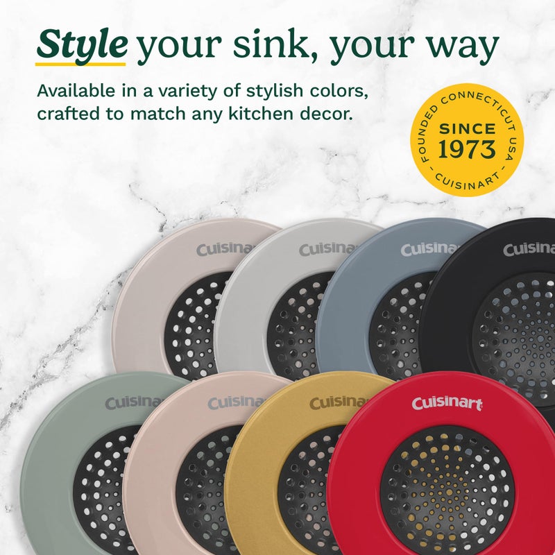 Best Brands Cuisinart Sink Strainers- 2 Pack Kitchen Sink Drain Strainer & Food Catcher with Enamel-Coated Stainless Steel Rim and Silicone Base, Fits Standard 3.5" Drains, Outer Diameter 4.35", Scratch-Safe - Image 3