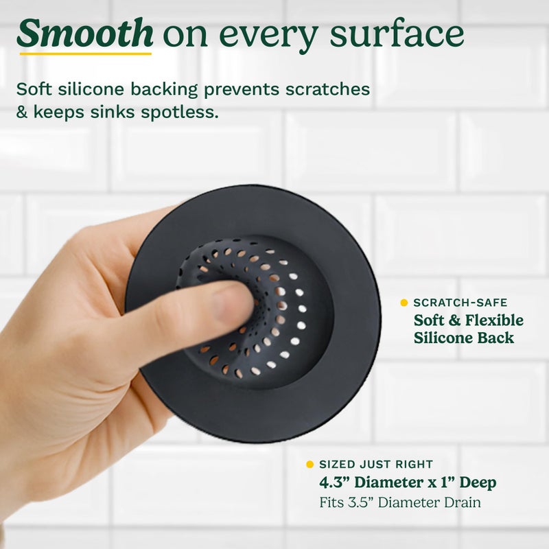 Best Brands Cuisinart Sink Strainers- 2 Pack Kitchen Sink Drain Strainer & Food Catcher with Enamel-Coated Stainless Steel Rim and Silicone Base, Fits Standard 3.5" Drains, Outer Diameter 4.35", Scratch-Safe - Image 2