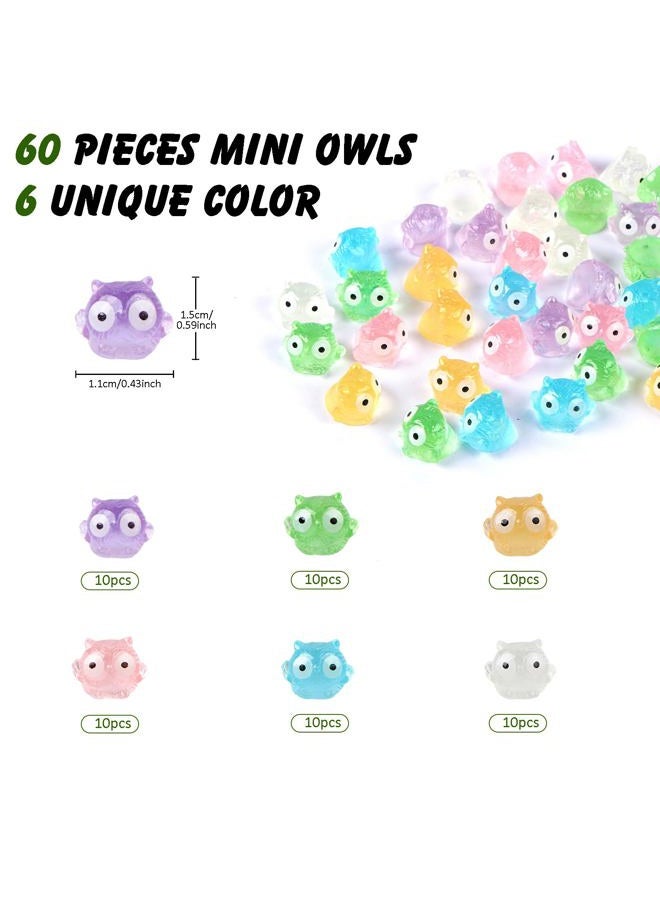 HOMICO 60 PCS Mini Owls for Crafts Dollhouse Fairy Garden Decor Miniature Figurines Owl Decor for Car Tiny Resin Animals for Micro Landscape Plant Pots - Image 2