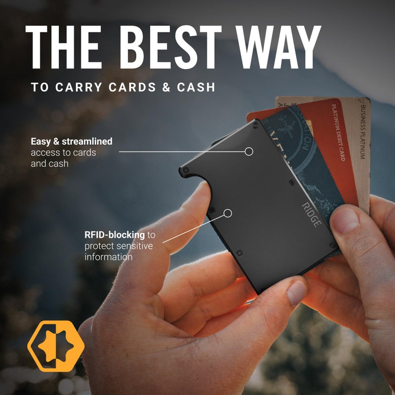 The Ridge Wallet for Men - Slim Minimalist Compact Wallet and Card Holder, RFID Protected Front Pocket Wallets for Men with Integrated Money Clip (Gunmetal) - Image 3