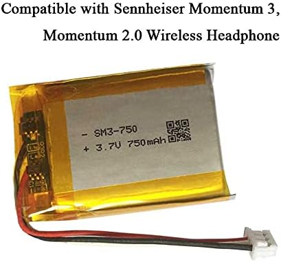 AOLIKES AOLIKES 750mAh 37v Rechargeable Lipo Battery Replacement for Sennheiser Momentum 3 Momentum 20 and Microsoft Surface Headphones 2 M3aebtxl AHB702535PCT01 Battery Replacement  - Image 3