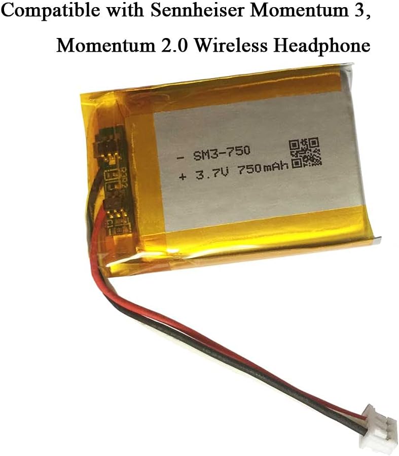 AOLIKES AOLIKES 750mAh 37v Rechargeable Lipo Battery Replacement for Sennheiser Momentum 3 Momentum 20 and Microsoft Surface Headphones 2 M3aebtxl AHB702535PCT01 Battery Replacement  - Image 2